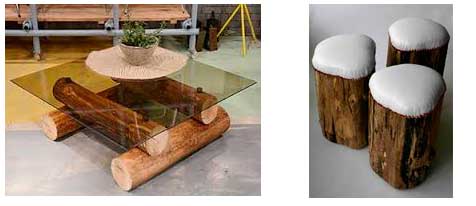 madera natural reconvertida en muebles
