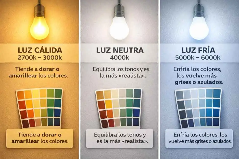Efecto de la luz en pintura RAL Influencia de luz cálida y fría en el color de la pared