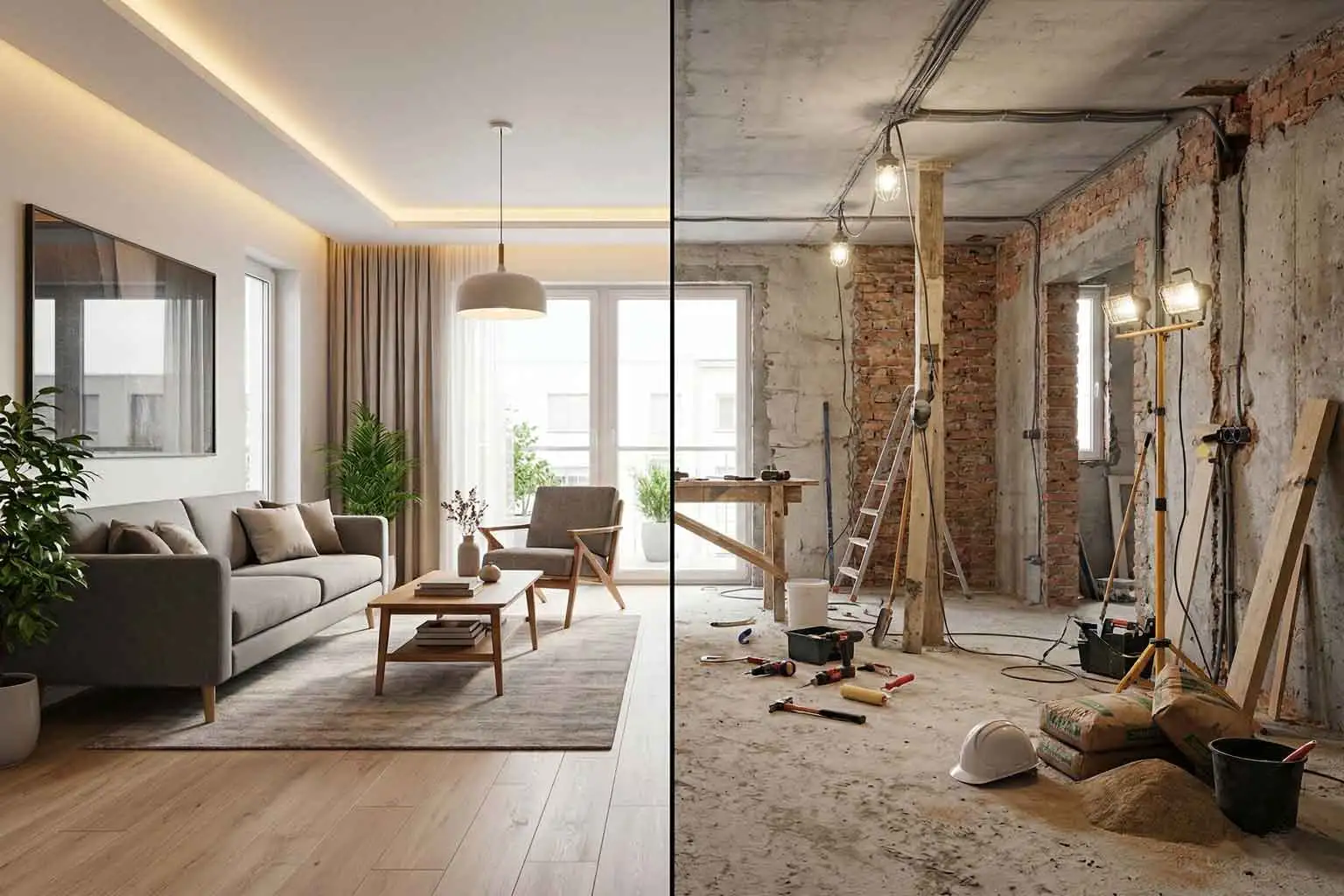 Salón reformado vs. vivienda en construcción en Madrid: guía sobre los errores a evitar al hacer una reforma integral sin sobrecostes.